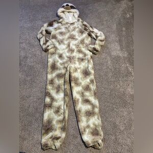 Cozy Women's Brown Sloth Patterned hooded Jumpsuit costume